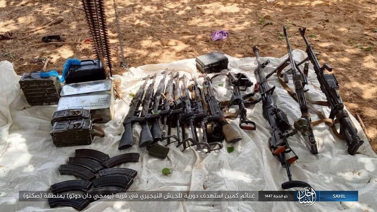 Fig 1: Image from the Islamic State showing weapons captured from Nigerian forces.