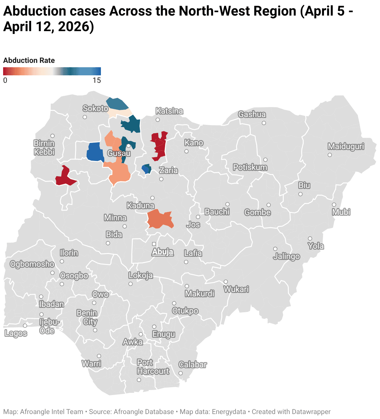 Abduction cases Across the North-West Region (April 5 - April 12, 2026). View the interactive map here https://www.datawrapper.de/_/frKtQ/?v=3